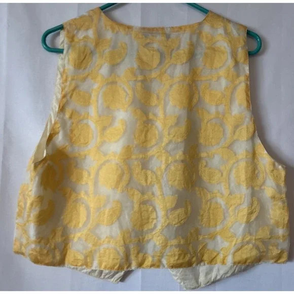 Vtg Mary McFadden Vest Womens Medium Jacquard Linen/Rayon Paisley Artsy Hippie L - Picture 5 of 9